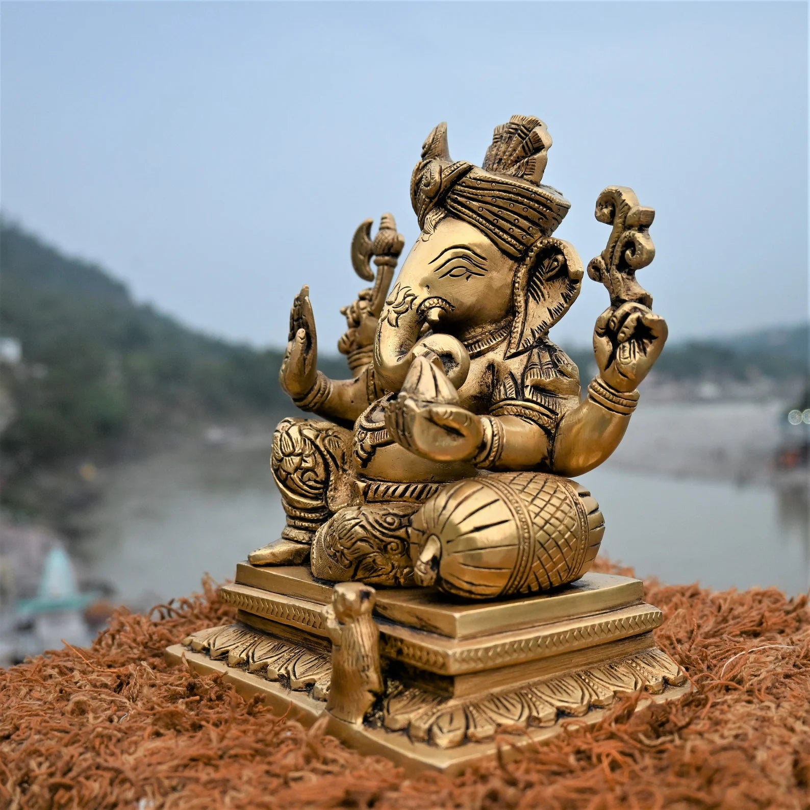 Ganesha brass statue | Ganesh with turban figurine