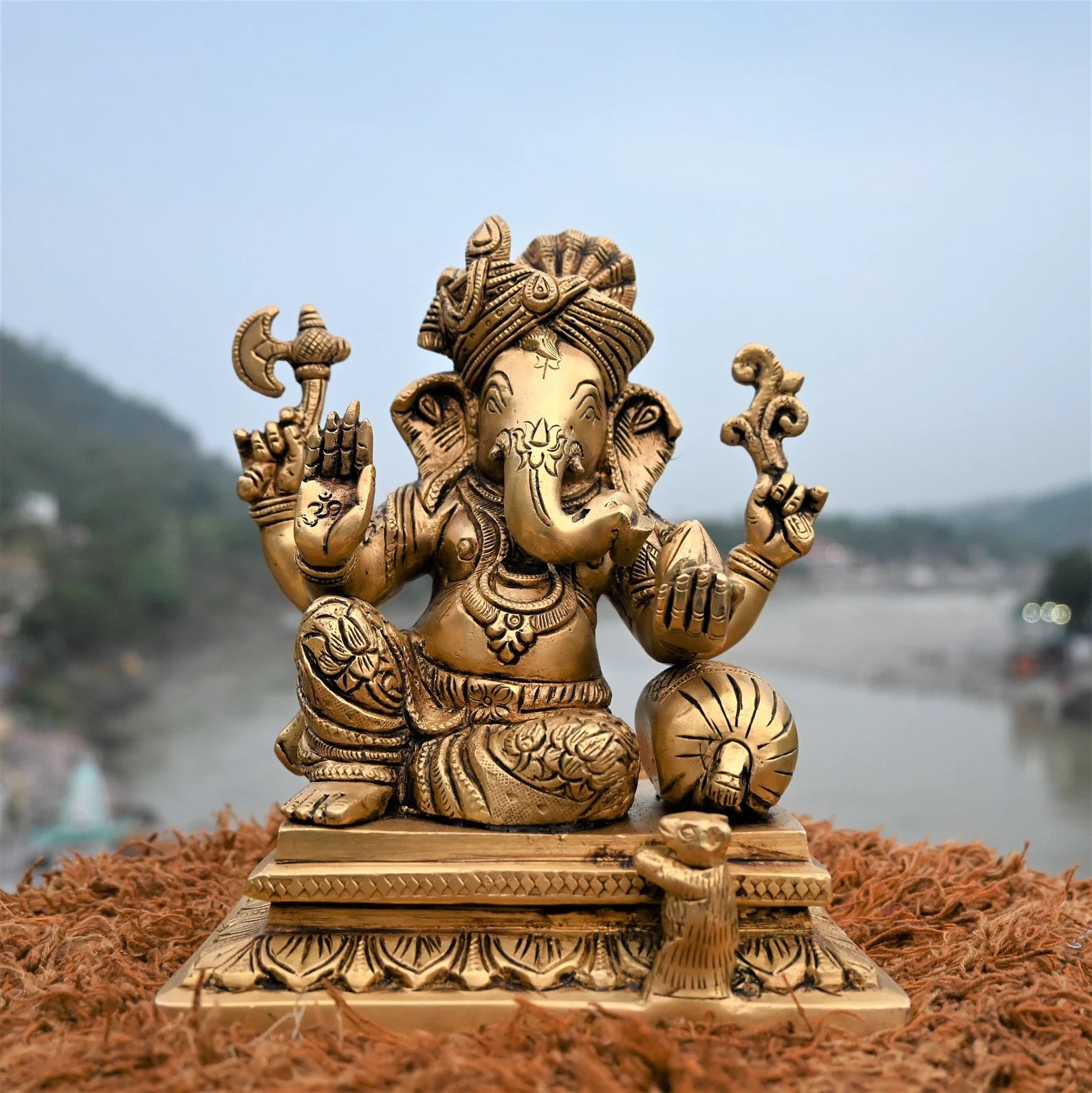 Ganesha brass statue | Ganesh with turban figurine